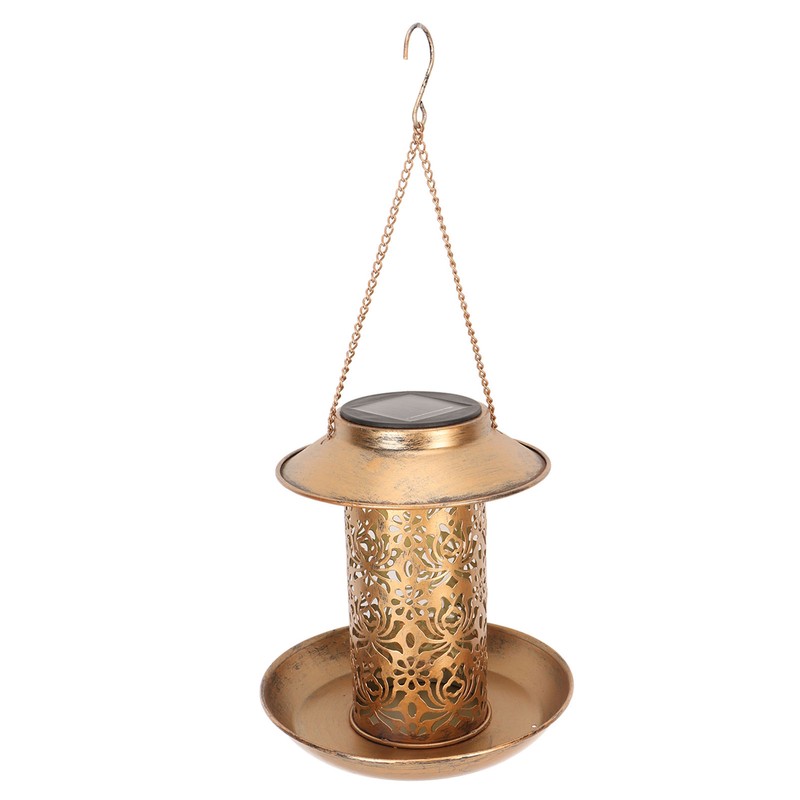 Hanging Bird Feeder Solar Powered Light Hollow Design Sturdy Stable