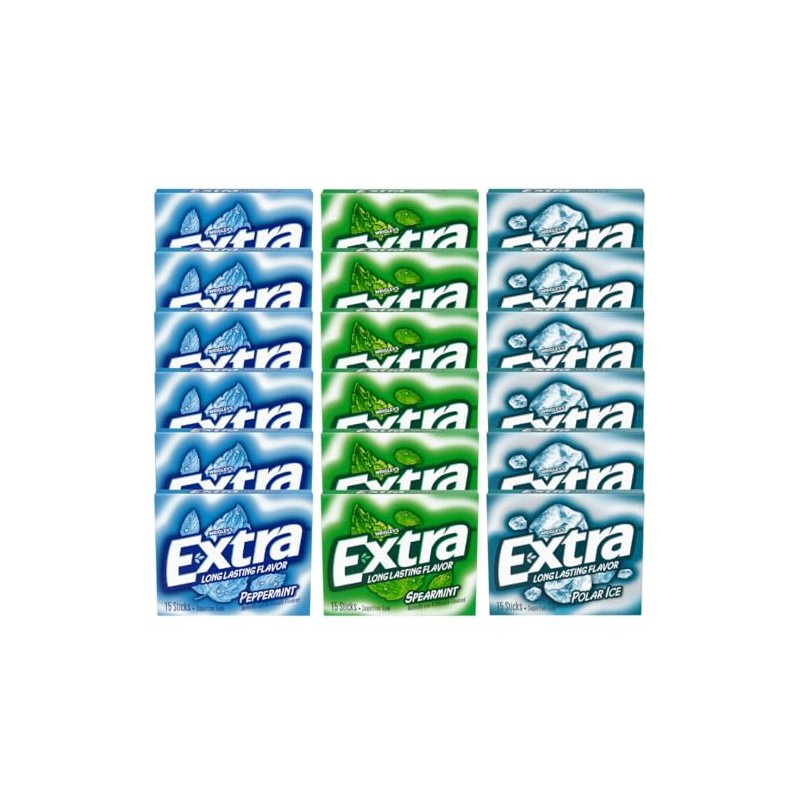 Extrra Sugar Free Chewing Gum, Mint Variety Pack, 15 Sticks