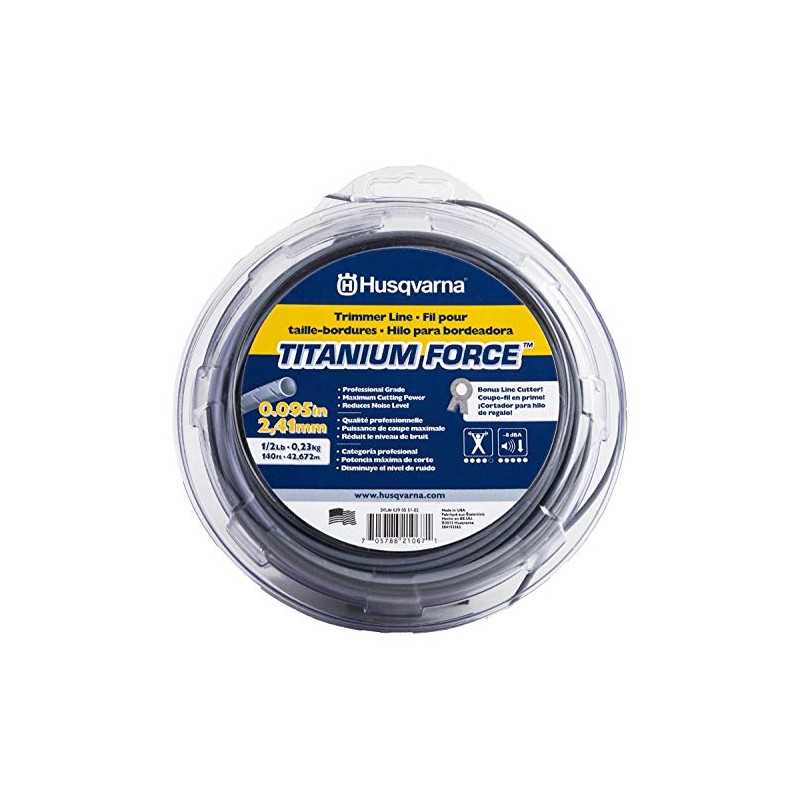 Husqvarna Titanium Force 0.095-Inch, 140-Foot Spooled String Trimmer Line, Professional