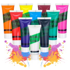 LIBAIDZ Pack of 10 Finger Paints 20 ml, Finger Paints, Finger Paints, Washable, Footprint, 10 Colours