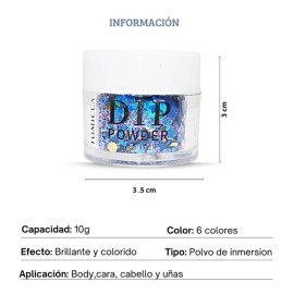 Decoración Para Uñas Glitter Hojuelas Cola De Sirena 6pz