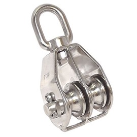 1" Double Pulley with Swivel Eye Stainless Steel 1/4" Rope size 300 LBs Limit