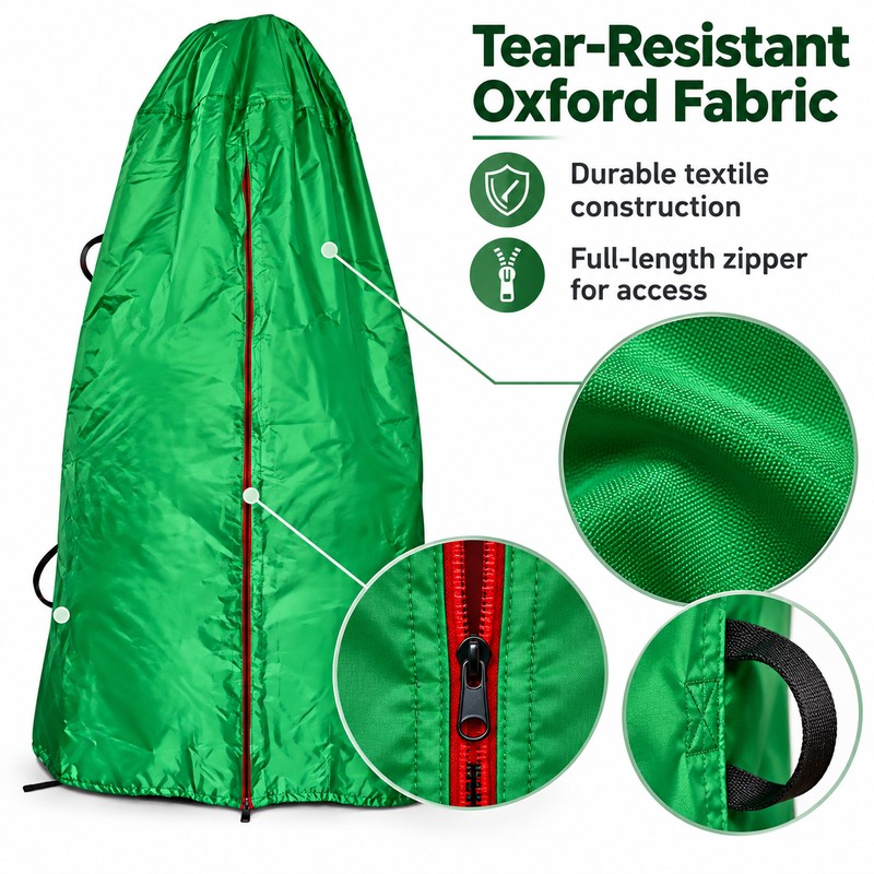 Upright Christmas Tree Storage Bag, Adjustable Oxford Fabric Dust Cover