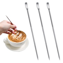 Pack of 3 Latte Art Pen, Latte Art Pen, Coffee Art Pen, Spice Pen, Stainless Steel Coffee Fancy Stitch Coffee Carved Stick, Latte Pen for Cappuccino, Latte Espresso Decorating