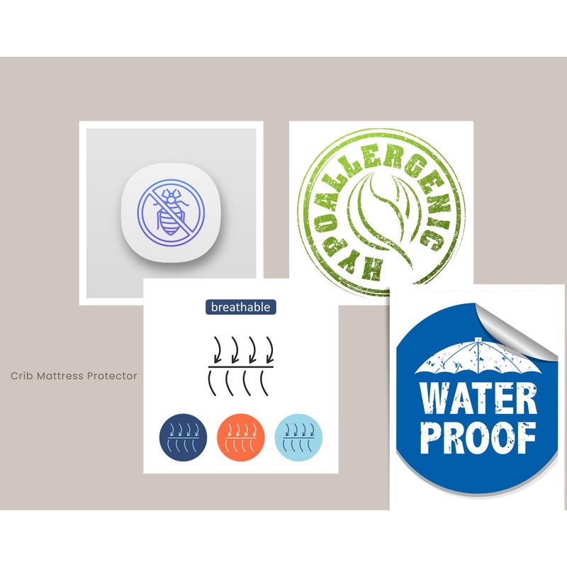 Sasma Home - Waterproof Crib Mattress Protector - Cotton Rich