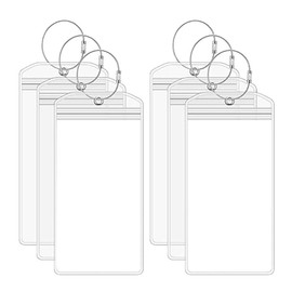 6 Pcs PVC Luggage Tag Holders Suitcase Labels Bag Tag Baggage ID Label Tags Travel Luggage Name Tags with Steel Loops for Vacation Transparent Silver