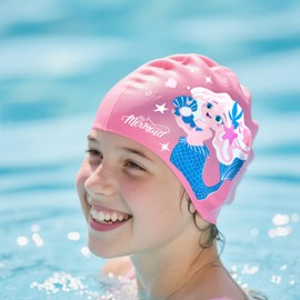 Swimming Cap Girls Swimming Cap Kids Waterproof Swimming Cap CAP06 (Pink)