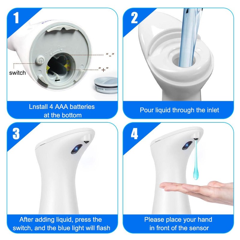Hand Soap Dispenser, 200ml Sensor Soap Dispenser Pump IPX6 Waterproof