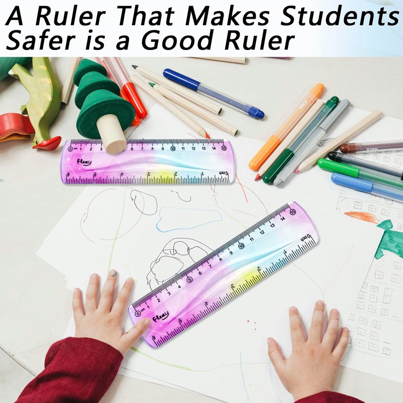 4 PCS 6 Inch Flexible Ruler, Bendable Plastic Ruler, Soft