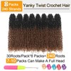 Aksice 18 Inch 8 Packs Yanky Twist Crochet Hair for