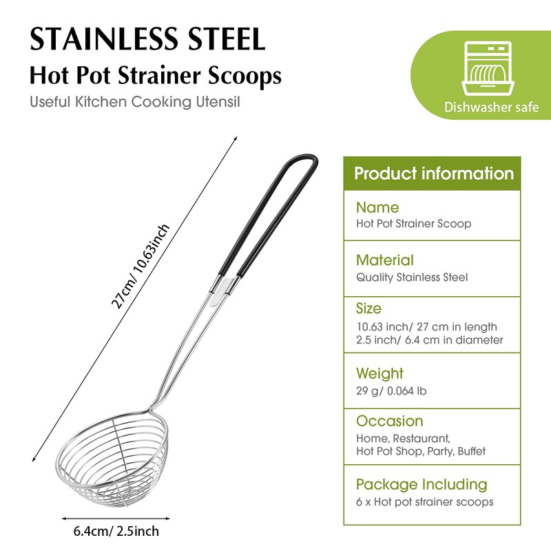Geiserailie Hot Pot Strainer Scoops, Stainless Steel Hot Pot Strainer