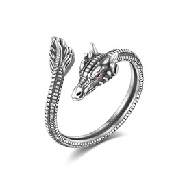 HUKKUN Dragon Ring 925 Sterling Silver Punk Dragon Rings Chinese Dragon Jewelry Gifts for Women Men
