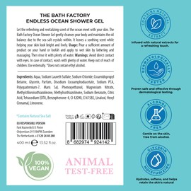 The Bath Factory Shower Gel - Endless Ocean - Moisturising & Nourishing Body Cleansing - 400ml