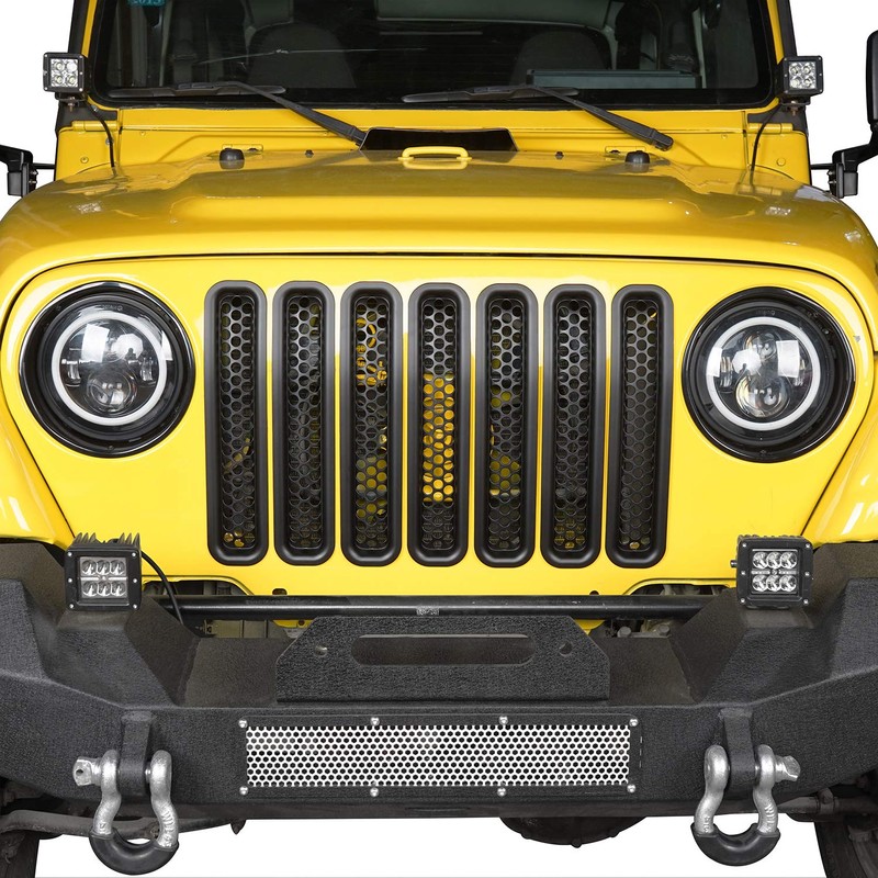 Wrangler Grill Insert Mesh Grille Cover Guards Clip-in for Jeep