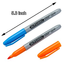 WOSWEL Permanent Markers Bulk, 50 Pack,10 Assorted Colors Permanent Marker, Fine Tip, Waterproof, Quick Drying, Smooth Writing, Used on Glass Metal Stone Paper Most Surfaces, Office School Supplies