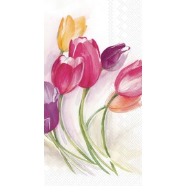 Ideal Home Range 3-Ply Paper Tulip Season, 16 Count Guest Towel Napkins Set of 2