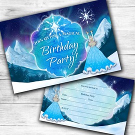Ice Princess Party Invites Birthday Invitations & Envelopes (WRITE ON) New (12 with envelopes)