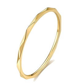 YOESDIE 1mm 2mm 4mm Rhombus Thin Stackable Band Rings for Women | 14K Gold Plated Silver Black Rose Gold Stainless Steel Stackable Band Rings for Women Size 5-12 (2mm Gold, 9)