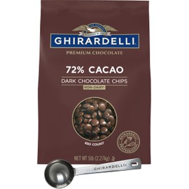 Ghirardelli 72% Cacao Chocolate Chips, 5lb bag with Ghirardelli Stamped Barista Spoon