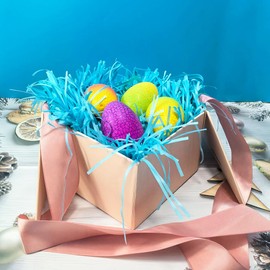 Amsthow Shred Paper Filler Gift Wrap Basket Grass 1/2 LB Blue Cut Basket Packing Filling Raffia Paper for Christmas Box Birthday Party Decoration Wedding (Blue)