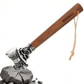 WOZWOZ Skull Fist Hammer Tool 1.87Lbs Solid Quenched Stainless Head Hand Hammer Wooden Handle Multi-Purpose Tool For Home/Office Decor, Gifts for Men