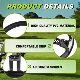 RASTP Golf Cart Steering Wheel Universal Fit for Golf Cart EZGO RXV/TXT, Club Car DS & Precedent Yamaha,Black