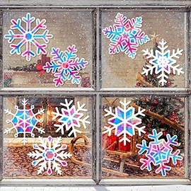 18 Pieces Snowflakes Craft Tissue Paper Snowflakes Suncatcher Craft Winter Christmas Craft Window Art Crafts for Kids Classroom DIY Crafts