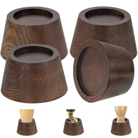 FASONLA Bed Risers (Set of 4) - Oak Solid Wooden Furniture Risers with Non-Slip Recessed Hole (Monolithic Wood, 4pcs-2" Hight-Walnut Color)