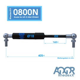 RhedexX® Gas Spring Ball Head 405/160/800N - Replacement for Stabilus Lift-O-Mat 094463 0800N Angle Joint Gas Spring with M6 Ball Joint