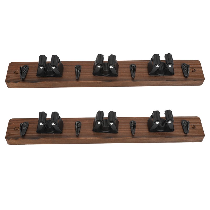 2pcs Mop Broom Holder 3 Positions 4 Hooks Wall Mount