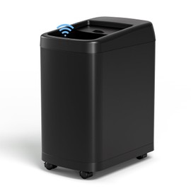 ELLO&ALLO Garbage Can Motion Sensor Trash Can 8 Gallon for Kitchen with Roll Up Lid, Automatic Touch Free High-Capacity with Wheels Black Waste Bin