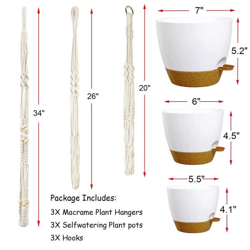 Bouqlife Hanging Planters with Macrame Plant Hangers for Indoor Outdoor