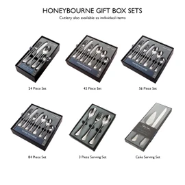 Robert Welch Honeybourne Bright, 7 Piece Cutlery Place Setting. Made from Stainless Steel. Dishwasher Safe.
