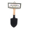 "Welcome to Oliver's garden" hanging shovel sign