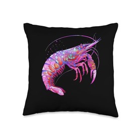 Cherry Shrimp Psychedelic Throw Pillow