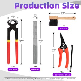 Swpeet 5Pcs Professional Farrier Tools Value Supplies Kit with Roll Pack, Mini 8 Inch Rasp Hoof File, 8 Inch Hoof Nipper, Horseshoe Brush, Horses Hoof Trimmers Shears Tools, Hoof Cutter for Horse
