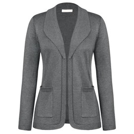 Belle Poque Women's Pullover Blazer Vintage Cardigan Pullover V Neck Scarf Lapel Collar Cardigan with Pockets, darkgray