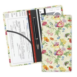 ADUQLZUX Leather Car Registration and Insurance Card Holder, Cute Car Accessories Vehicle Glove Box Car Organizer for Documents, Cards, License Retro Colorful Flowers