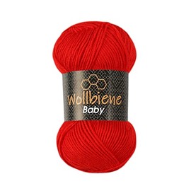 Wollbiene Baby Best Uni Knitting Yarn, Anti-Pilling Knitting Wool, Crochet Wool, 100 g (Red 26)