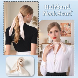 WUZININGLE 21"x21" Solid Color Silk Square Scarf-100% Mulberry Silk Neck Scarf for Women Small Scarves Fashion Silk Bandana Neckerchief-Apricot Beige