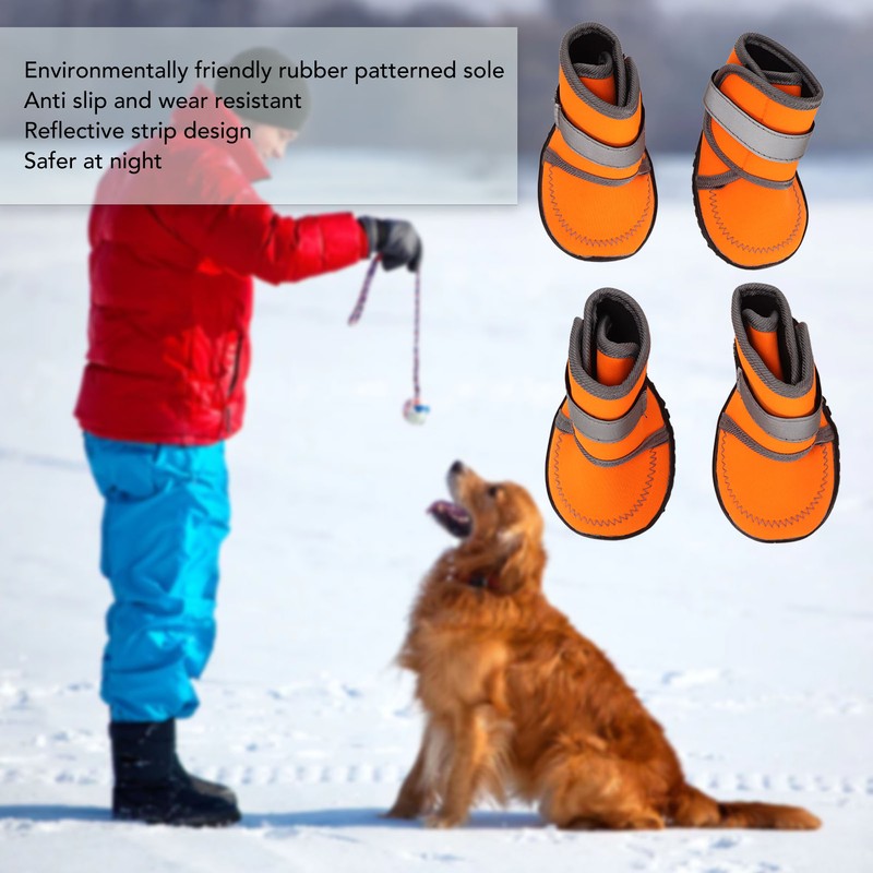 4pcs Dog Boots Soft Rubber Waterproof Pet Dog Paw Protector