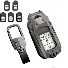 DEGEMEEN Zinc Alloy Key fob Cover, Keychain, Key Case Compatible for Honda Civic Accord Pilot CRV HRV CRZ Odyssey Ridgeline JED Crosstour Crider Spirior