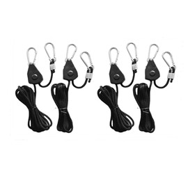 4 Pcs Duty Heavy Rope Ratchet with Hooks,2.4M Adjustable Rope Ratchet for Plant Lamp,150lb,Adjustable Grow Light Ratchet Rope,Hanger Rope Ratchet
