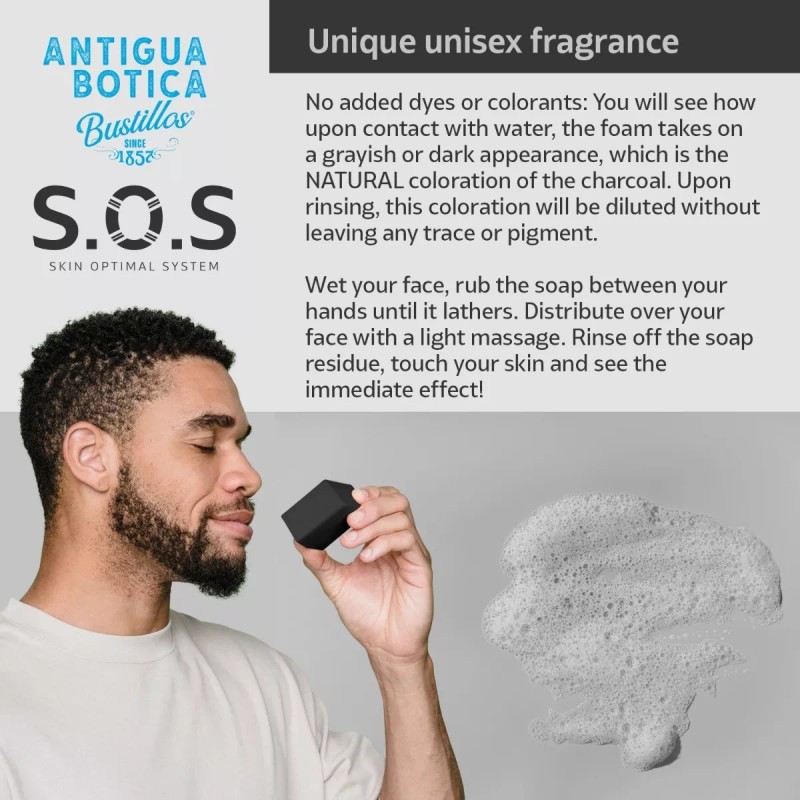 S.O.S SKIN OPTIMAL SYSTEM Carbón Binchotan Jabón En Barra S.o.s