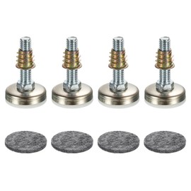 uxcell Furniture Levelers, 4Pcs 3/8''-16 - Adjustable Furniture Leveling Feet with Felt Pads, Leg Levelers for Tables Chairs Sofa Cabinets Workbench (Silver)