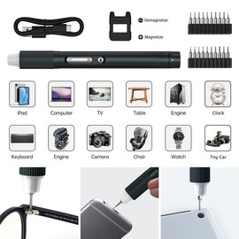 JAKEMY Cordless Electric Screwdriver,Upgraded 3 Gear Adjustable Torque Screwdriver kit Magnetic Precision Power Screwdriver with LED light USB Rechargeable Portable Laptop Screwdriver Repair Tool Kit