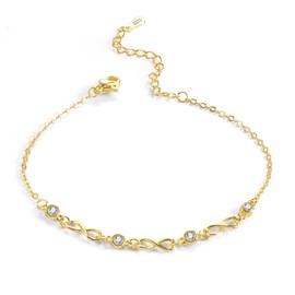 ALEXCRAFT Bracelet for Women 925 Sterling Silver Bracelet Infinity Chains 14K Gold-Plated Adjustable Bracelet with Zirconia Infinity Sliding Bracelet Friendship Bracelets Jewellery Gifts