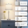 JUNNAI Table Lamps Set of 2, Bedside Lamp Silver Tall