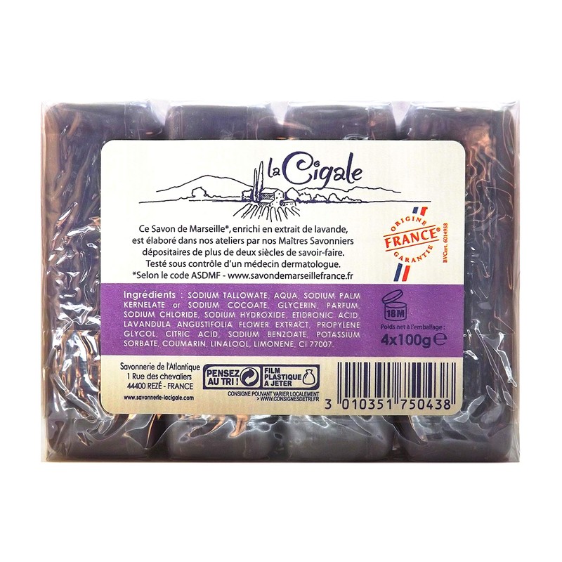 La Cigale Savon de Marseille Lavender 4 x 100 g