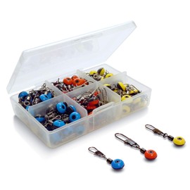 T's Factory Swivel for Fishing (Set of 100 + Storage Case), Float Swivels, Rolling Type, Smooth Rotation, Snap, Squid Rubber, Fishing Gear, Float Stopper, Float Thread, Fishing Float